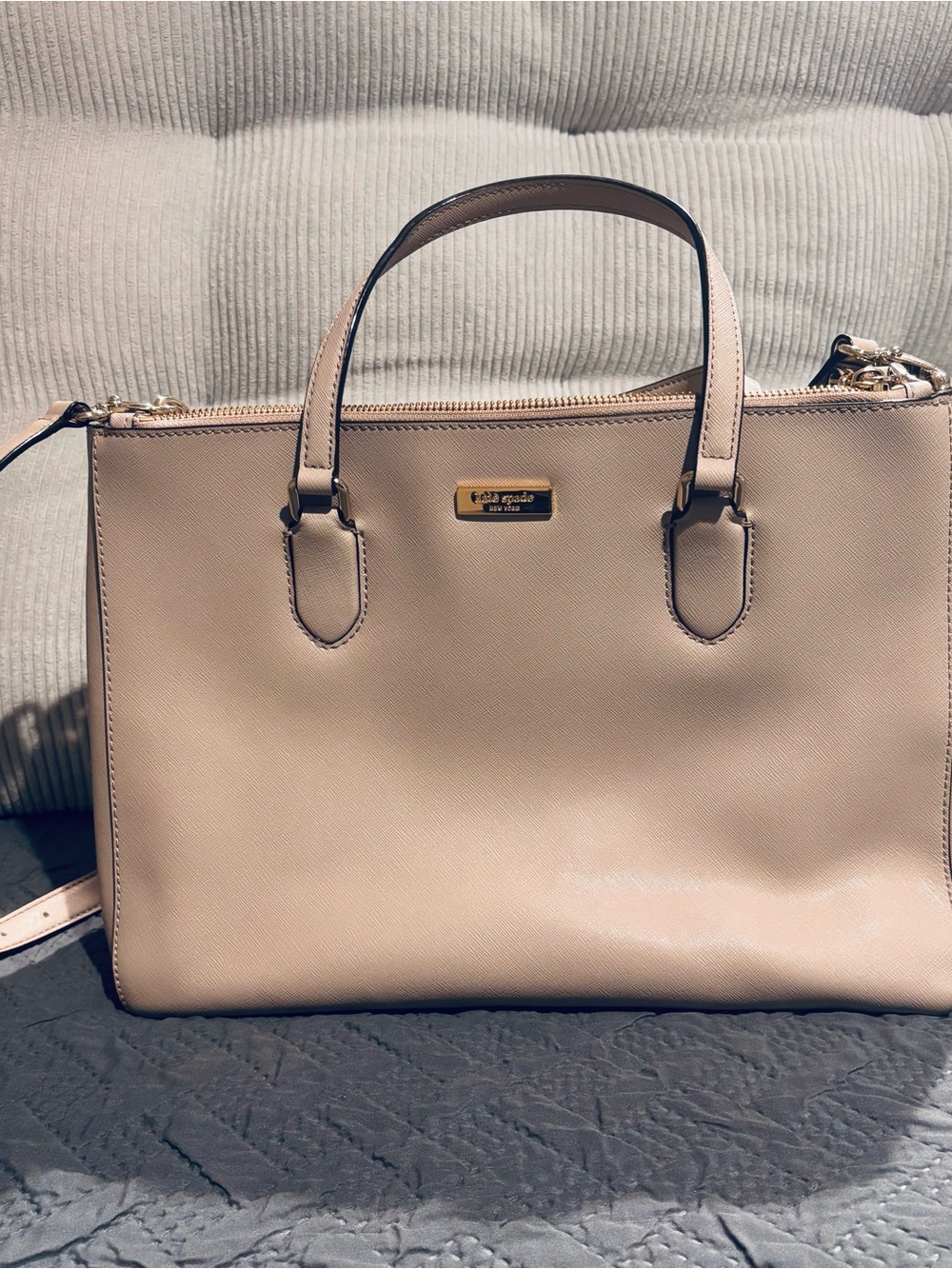 kate spade Creamy Beige Laurel Way Leighann Saffiano Satchel